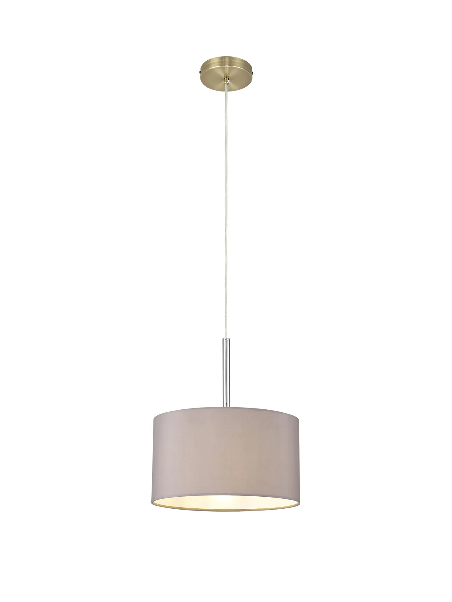 Baymont 30cm Pendant 1 Light Antique Brass, Grey DK0206  Deco Baymont AB GR